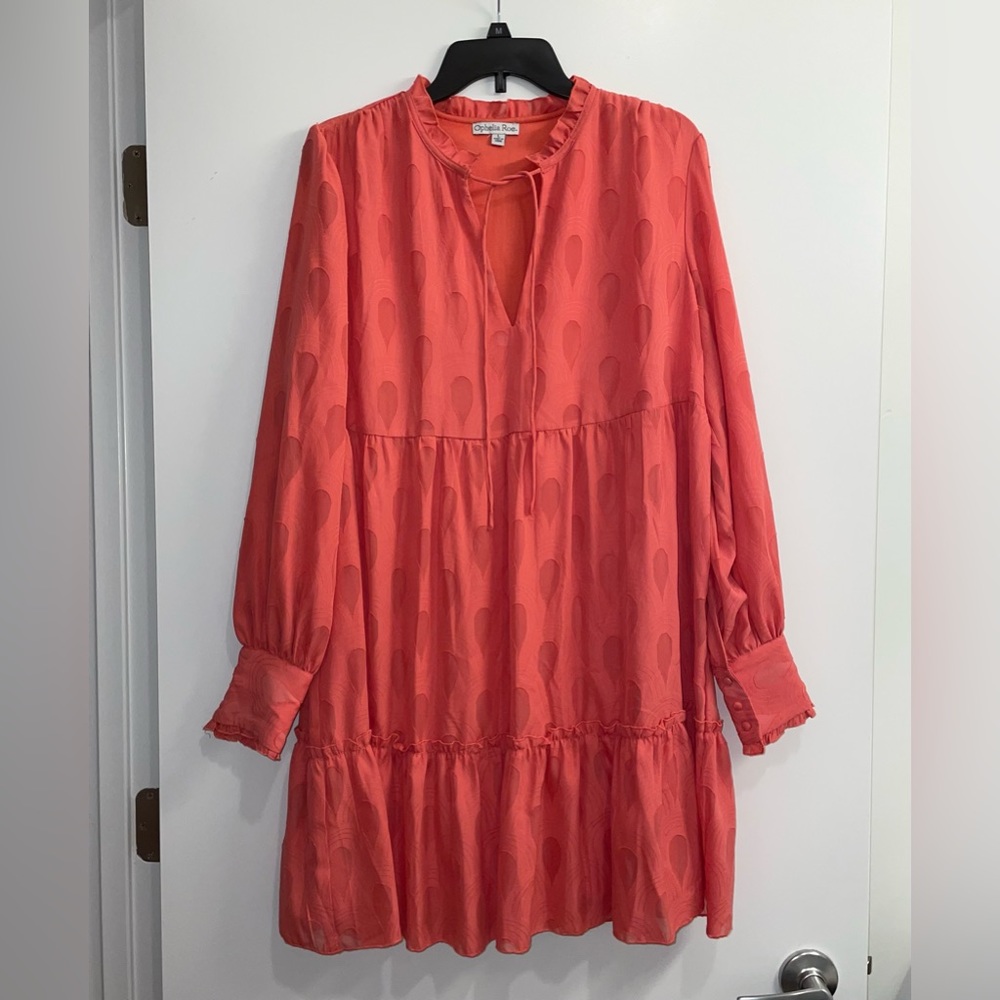 Last Chance 7/18! NWOT Pink Orange Tiered Shift Babydoll Dress